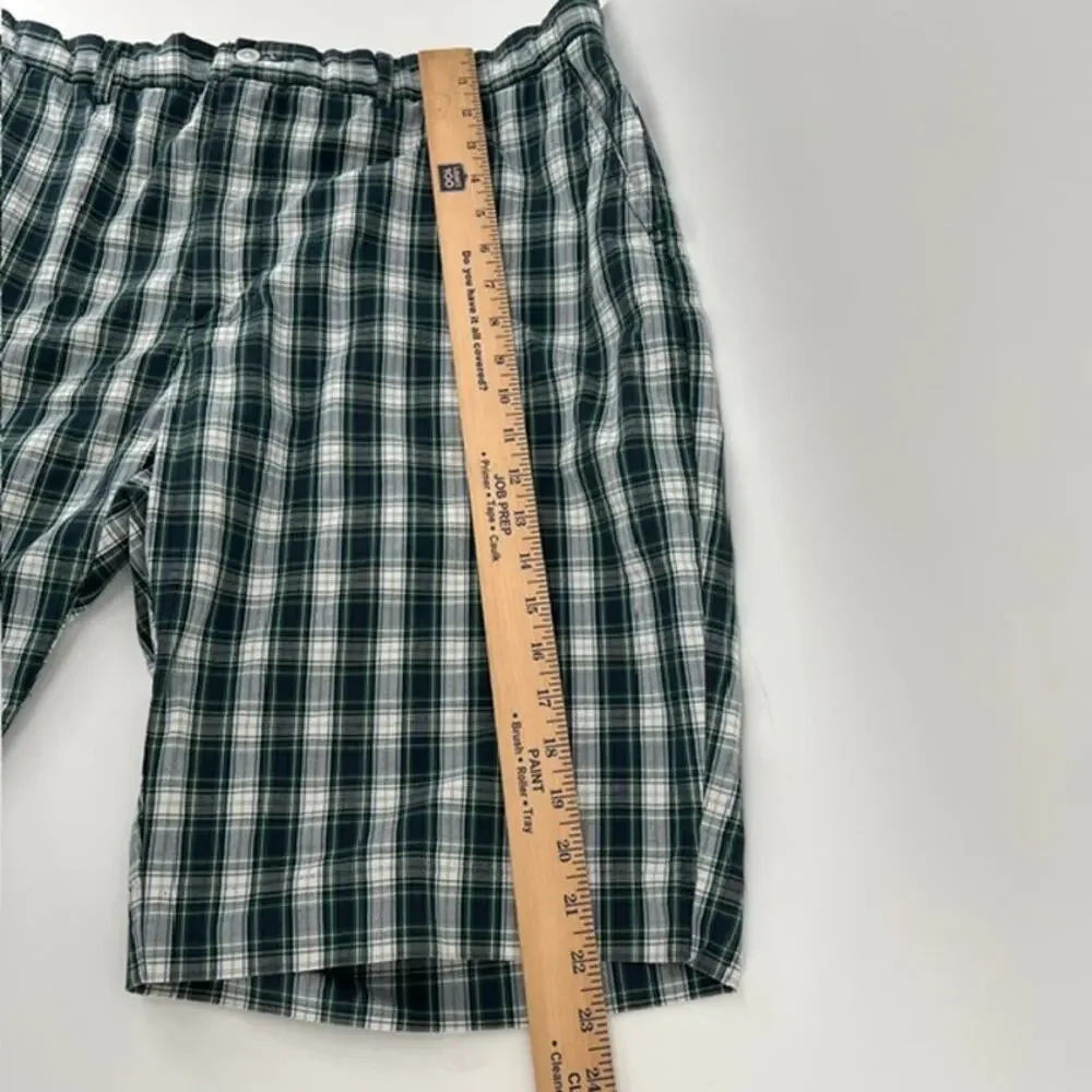 VTG Polo Ralph Lauren Plaid Chino Golf Shorts Mens 40 Navy Blue Green Preppy90s